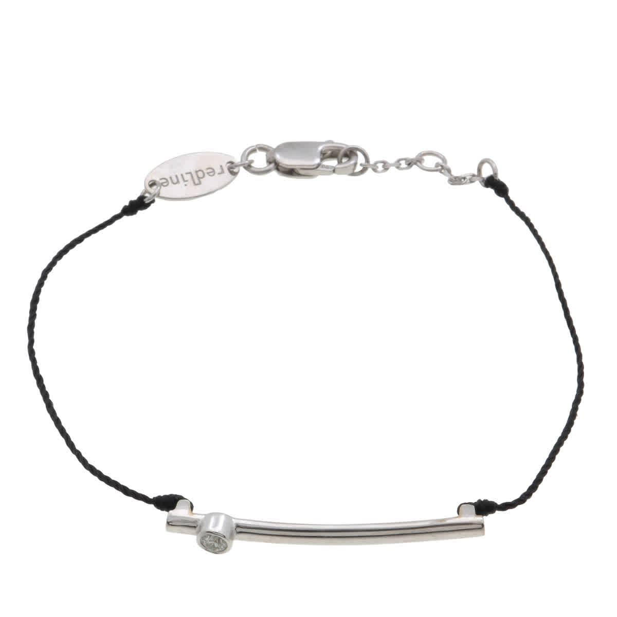 Redline Tube String Bracelet with 0.05ct Diamond in White Gold Bezel Setting, Size 16.5 cm