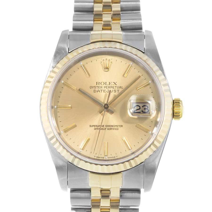 Preowned Rolex Datejust 36 Automatic Chronometer Champagne Dial Mens Watch 16233 CSJ