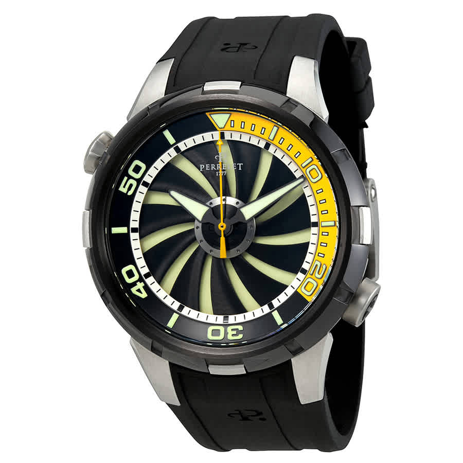 Perrelet Turbine Automatic Black and Yellow Dial Mens Watch A1067-2