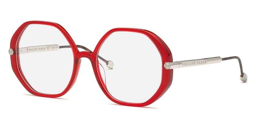 Philipp Plein Demo Geometric Ladies Eyeglasses VPP053S 09WA 56