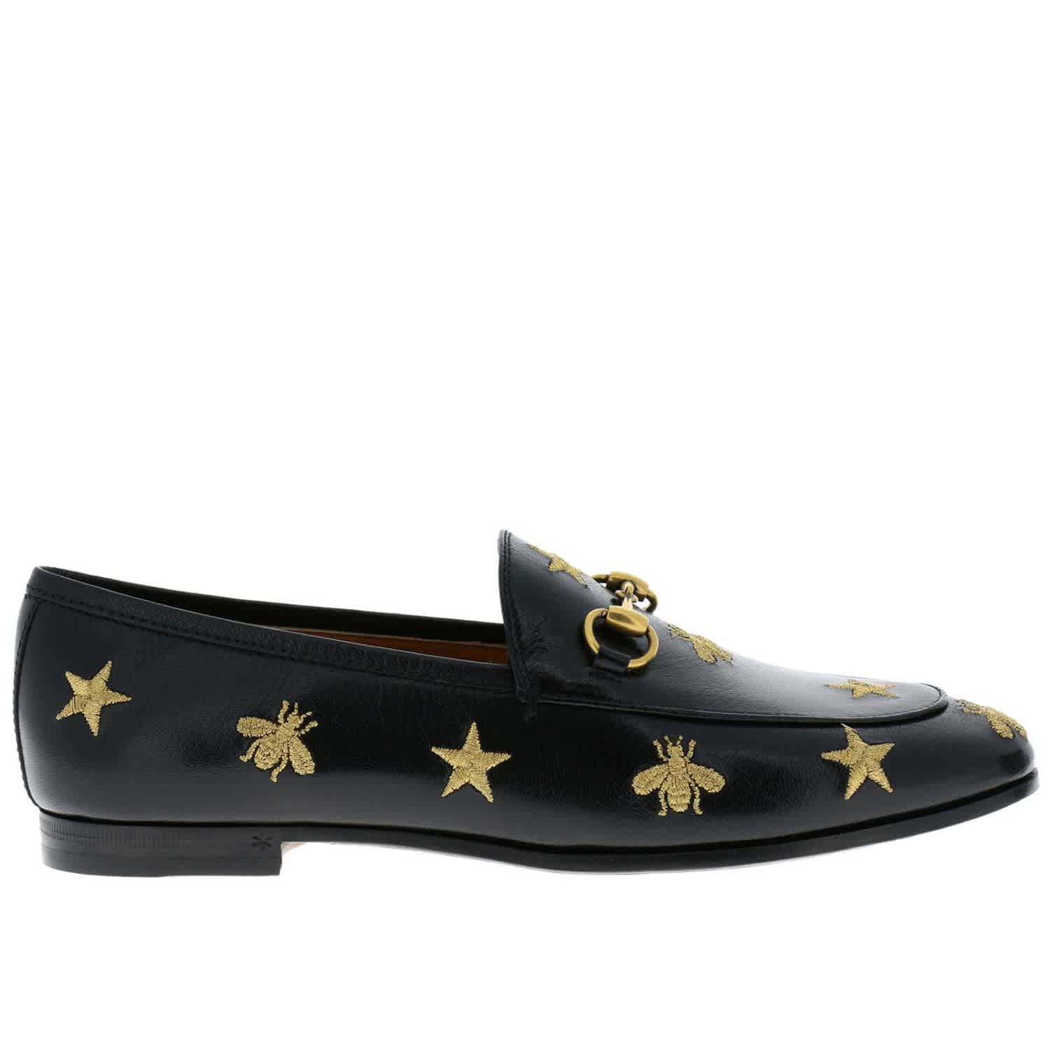 gucci jordaan star & bee leather loafer