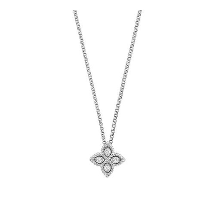 Roberto Coin 18K White Gold Small Princess Flower Diamond Necklace - 7771370AWCHX 1700$