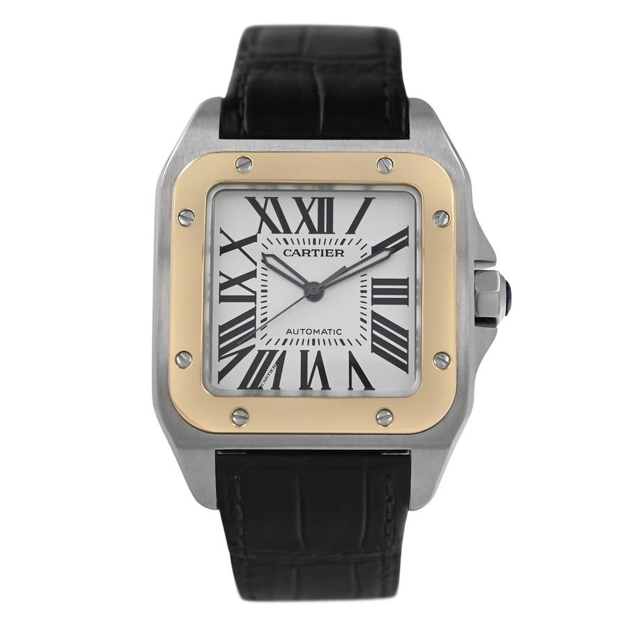 Pre-owned Cartier Santos 100 Silver Dial Mens Watch W20072X7
