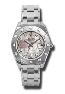 Rolex LadyDatejust Pearlmaster Gold Dust Dream Mother Of Pearl Diamond Dial 18K White Gold Automatic Ladies Watch 81319GDDPM