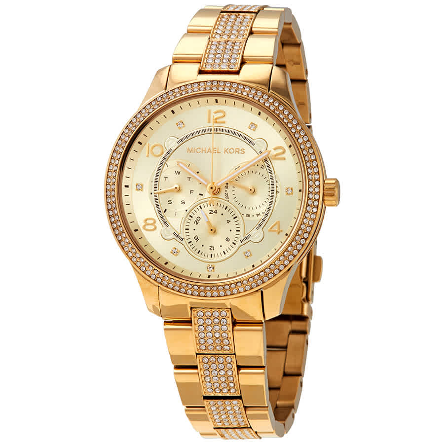 Michael Kors Cooper Quartz Crystal Gold Dial Ladies Watch MK6613 | eBay