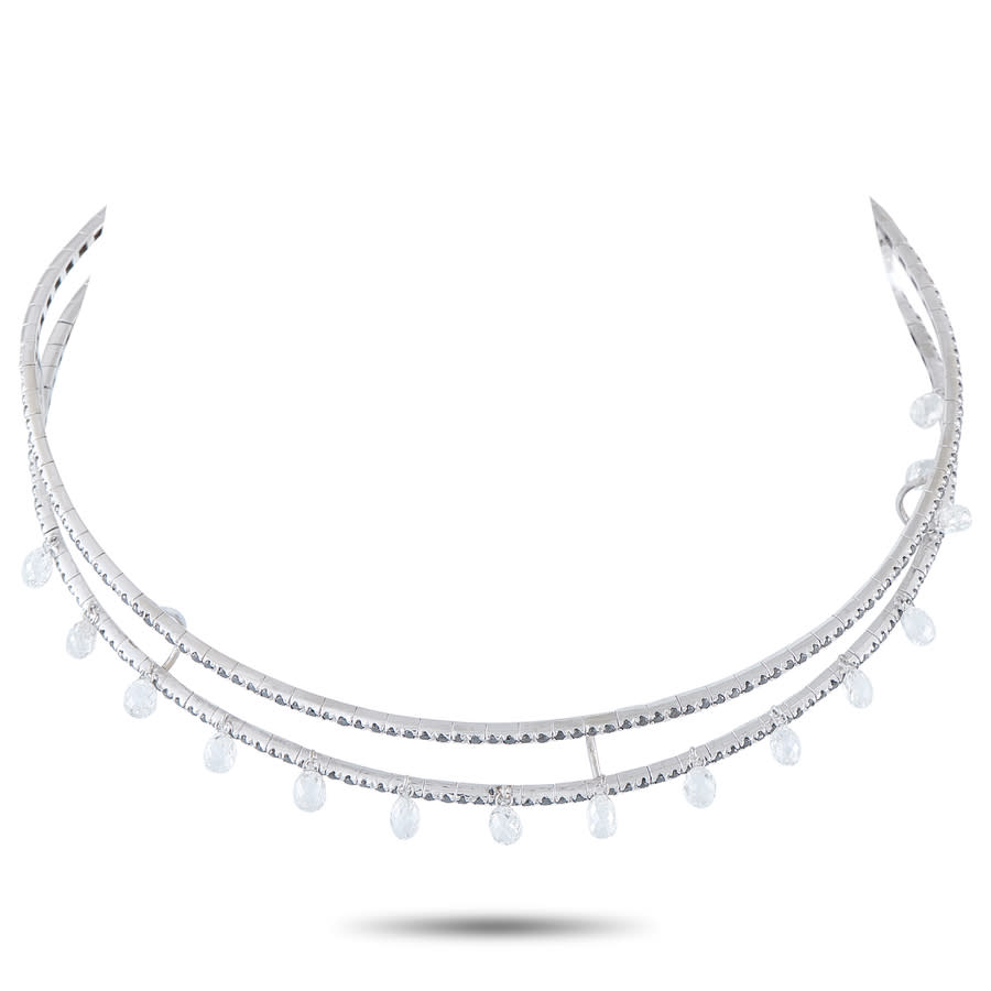Pre-Owned Aaron Basha 18K White Gold 13.25ct Black and White Diamond Choker Necklace AB39 050126
