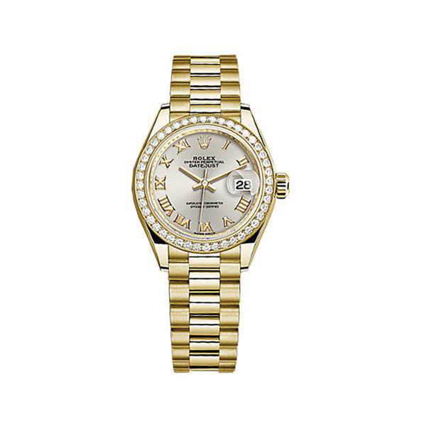 Rolex LadyDatejust Silver Dial 18 Carat Yellow Gold President Watch 279138SRP