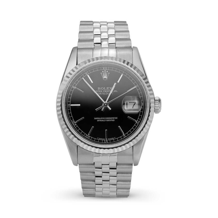 Preowned Rolex Datejust Automatic Chronometer Black Dial Unisex Watch 16234 BKSJ