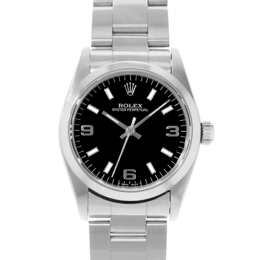 Preowned Rolex Oyster Perpetual 31 Automatic Chronometer Black Dial Ladies Watch 67480 BKSO
