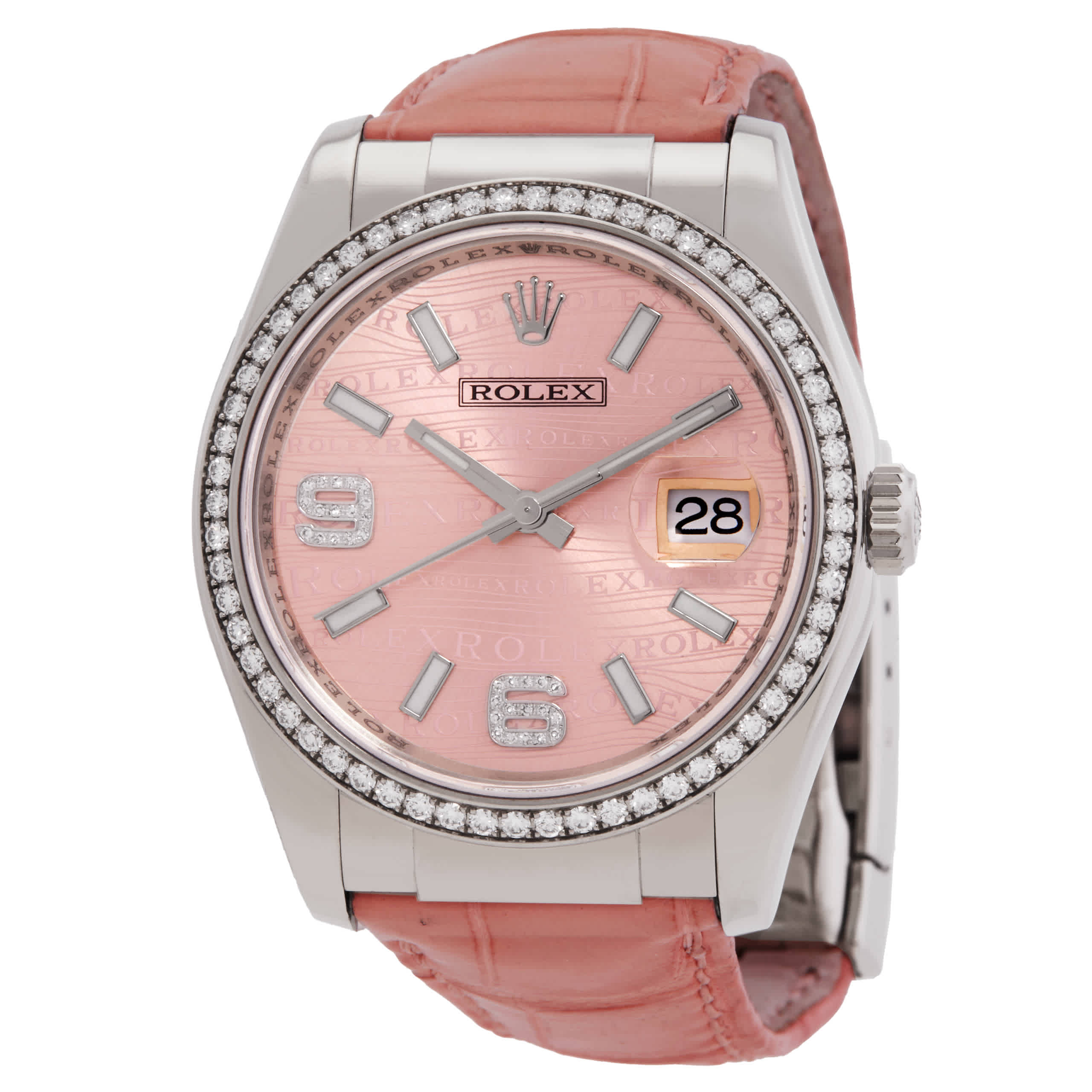 Rolex Datejust Pink Wave Dial Diamond Automatic Ladies Watch 116189PWDAL 30365$