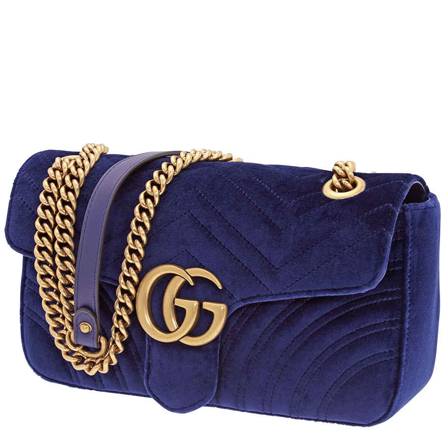 Gucci GG Small Marmont Shoulder Bag- Cobalt Blue Velvet 443497-k4d2t-4511 888108722402 | eBay