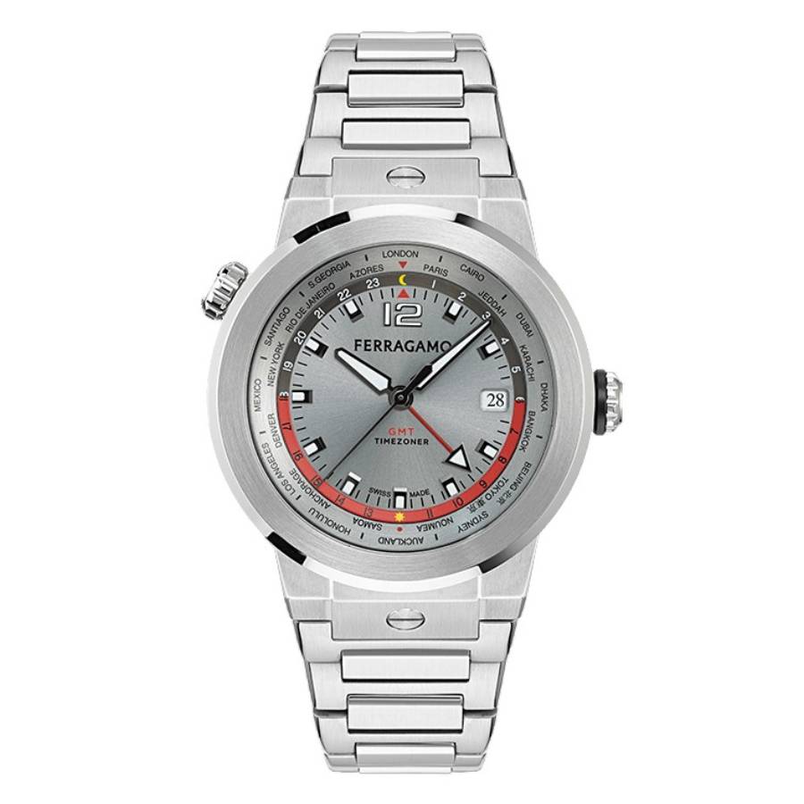 Ferragamo F-80 GMT Quartz Grey Dial Mens Watch SFHA00524 375$