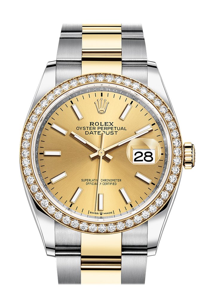 Rolex Datejust 36 Champagne Dial Mens Steel and 18kt Yellow Gold Oyster Watch 126283CSO