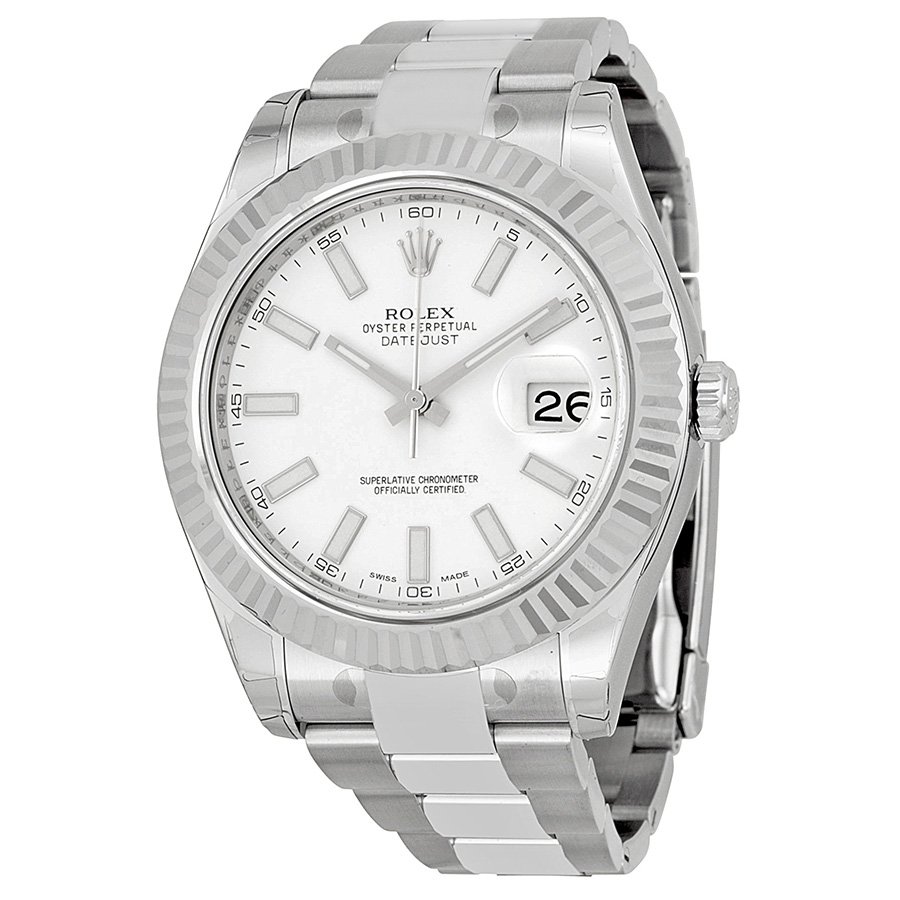 Preowned Rolex Datejust II Automatic Chronometer White Dial Mens Watch 116334WSO