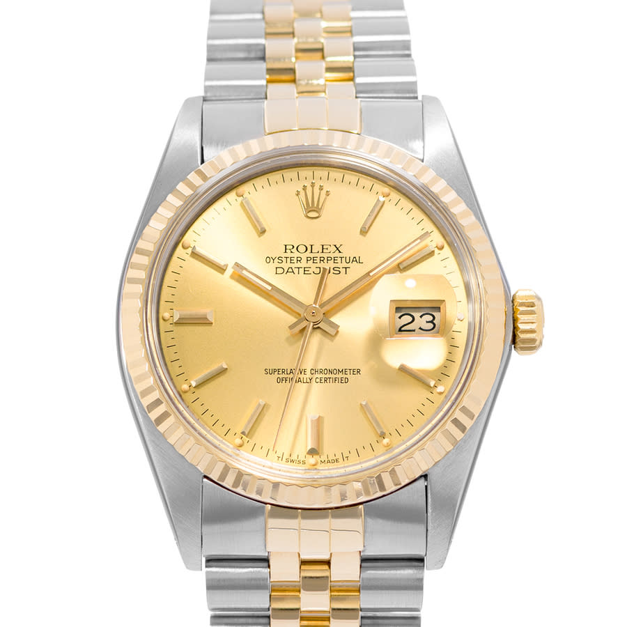 Preowned Rolex Datejust 36 Automatic Chronometer Champagne Dial Mens Watch 16013 CSJ