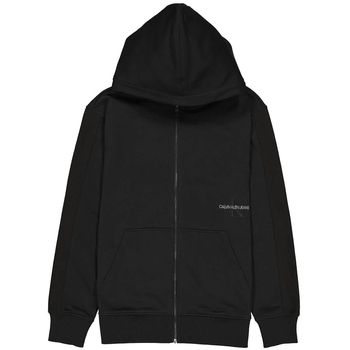 Calvin Klein Mens Black Organic Cotton Logo Zip Up Hoodie, Size Medium |  ModeSens