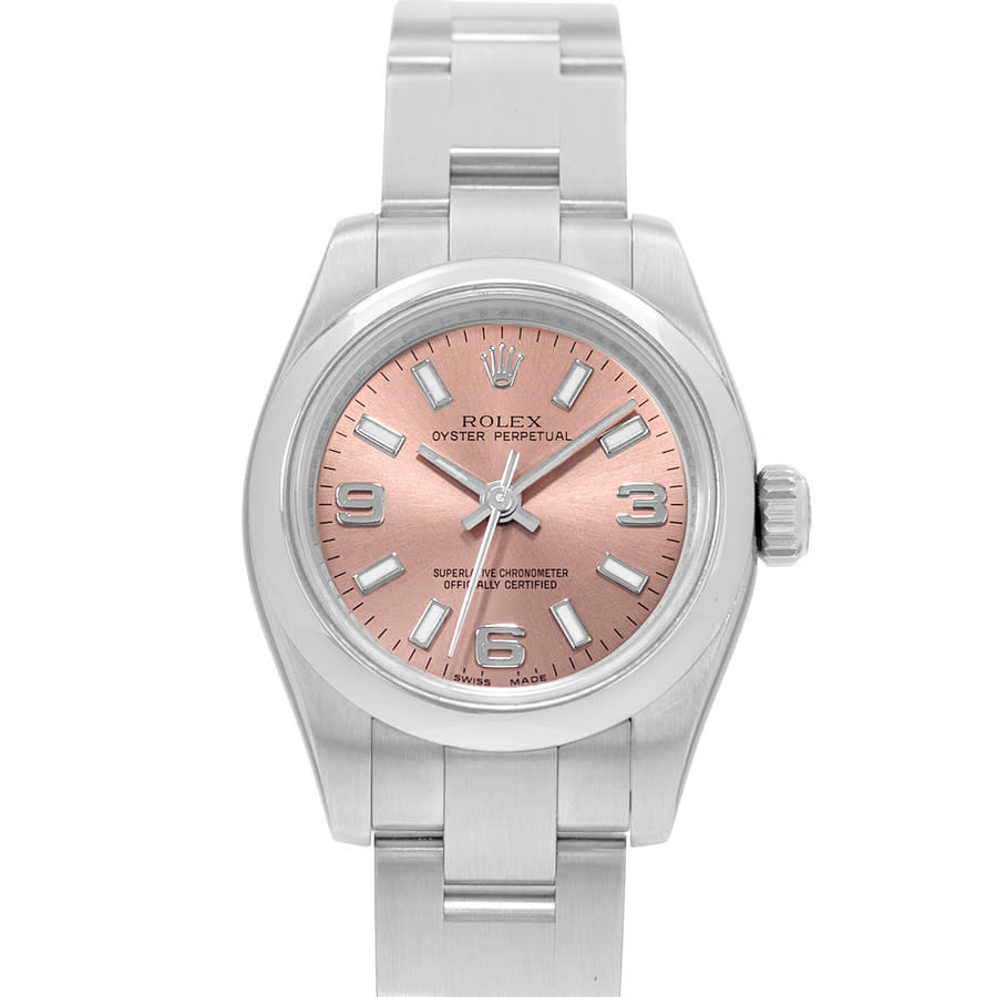Preowned Rolex Oyster Perpetual 26 Automatic Chronometer Pink Dial Ladies Watch 176200 PKSAO