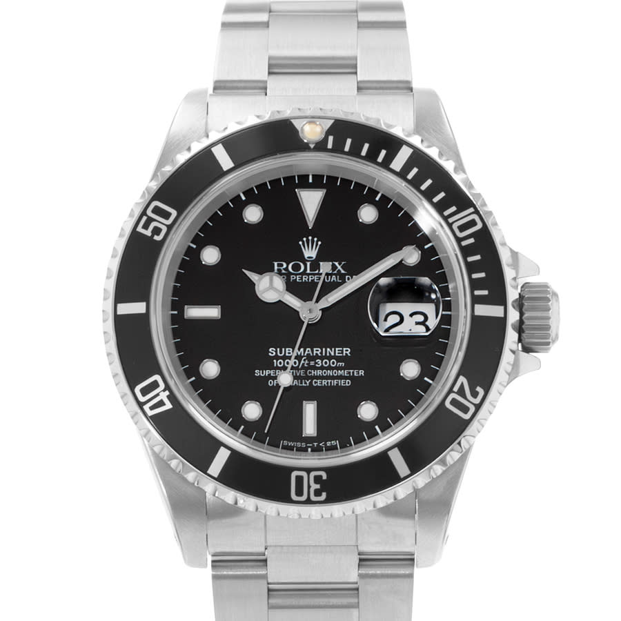 Preowned Rolex Submariner Date Automatic Chronometer Black Dial Mens Watch 16610 BKSO