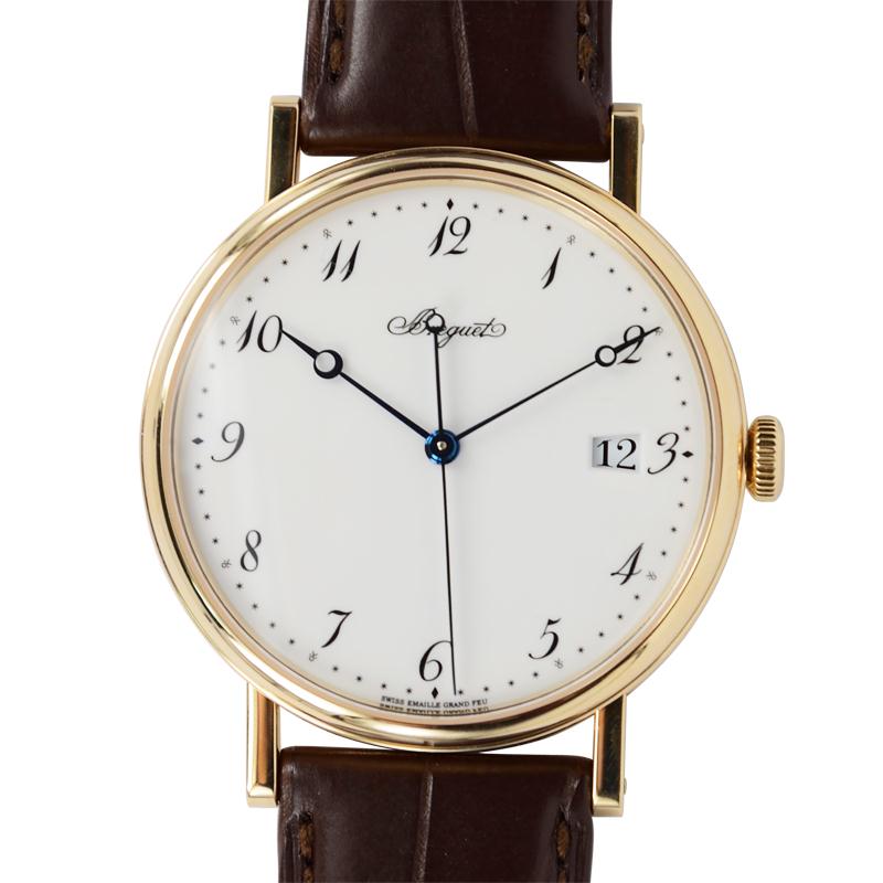 Breguet Classique White Dial 18kt Yellow Gold Brown Leather Mens Watch 5177BA299V6 18500$