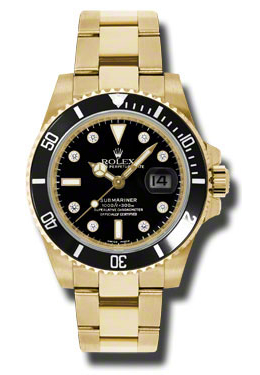 Preowned Rolex Submariner Diamond Black Dial Mens Watch 116618BKDO