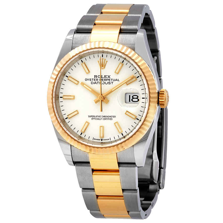 Rolex Datejust 36 White Dial Mens Stainless Steel and 18kt Yellow Gold Oyster Watch 126233WSO