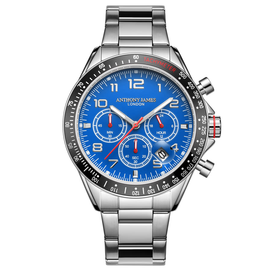 Anthony James Tachymeter Chrono Blue Dial Mens Watch AJ093