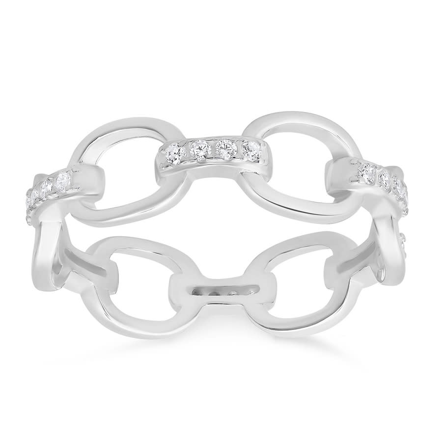 Kylie Harper Sterling Silver CZ Paper Clip Band Ring