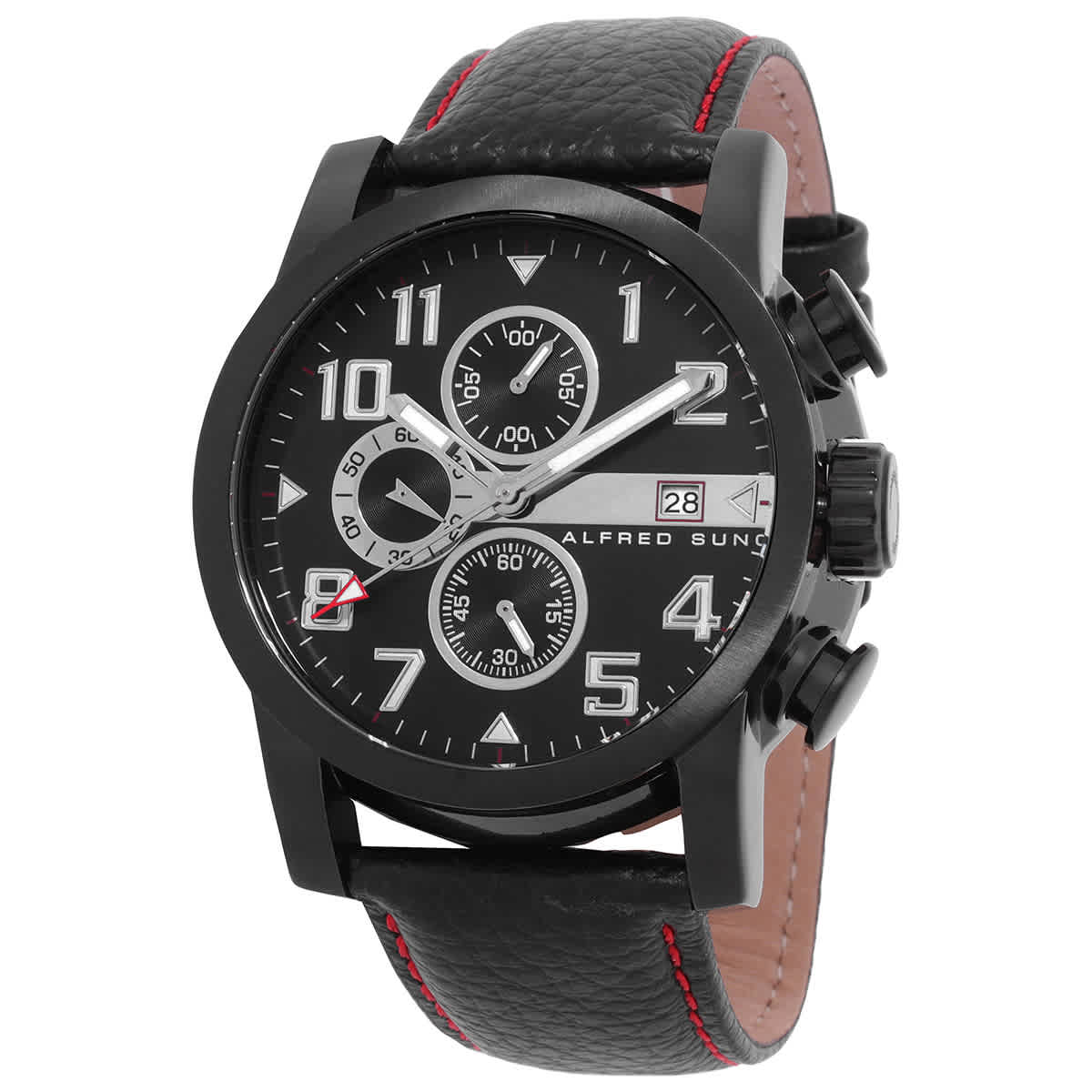 Alfred Sung Velox Chronograph Quartz Black Dial Mens Watch AS1601BL-1A