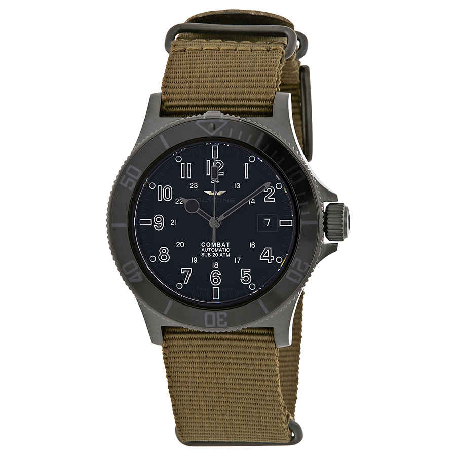 glycine combat stainless steel case men's automatic watch