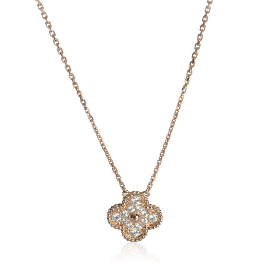 Pre-Owned Van Cleef Arpels Rose Gold Diamond Vintage Alhambra Pendant 7775$