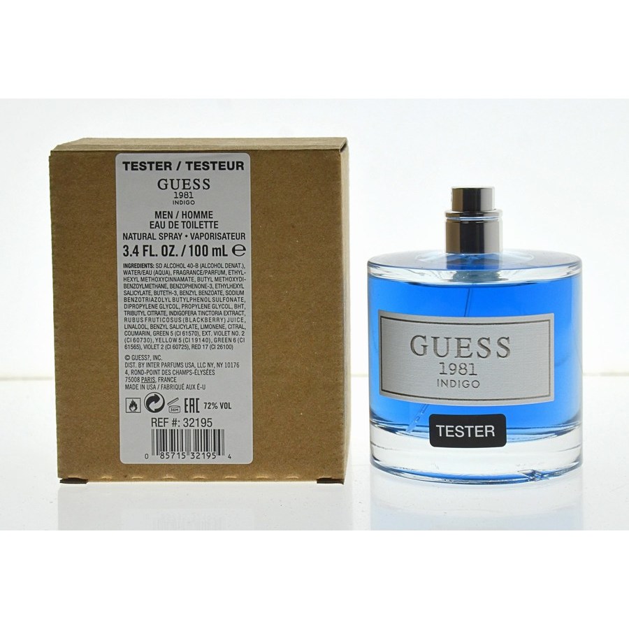Guess Mens 1981 Indigo EDT Spray 34 oz Tester Fragrances 843711237651 15$