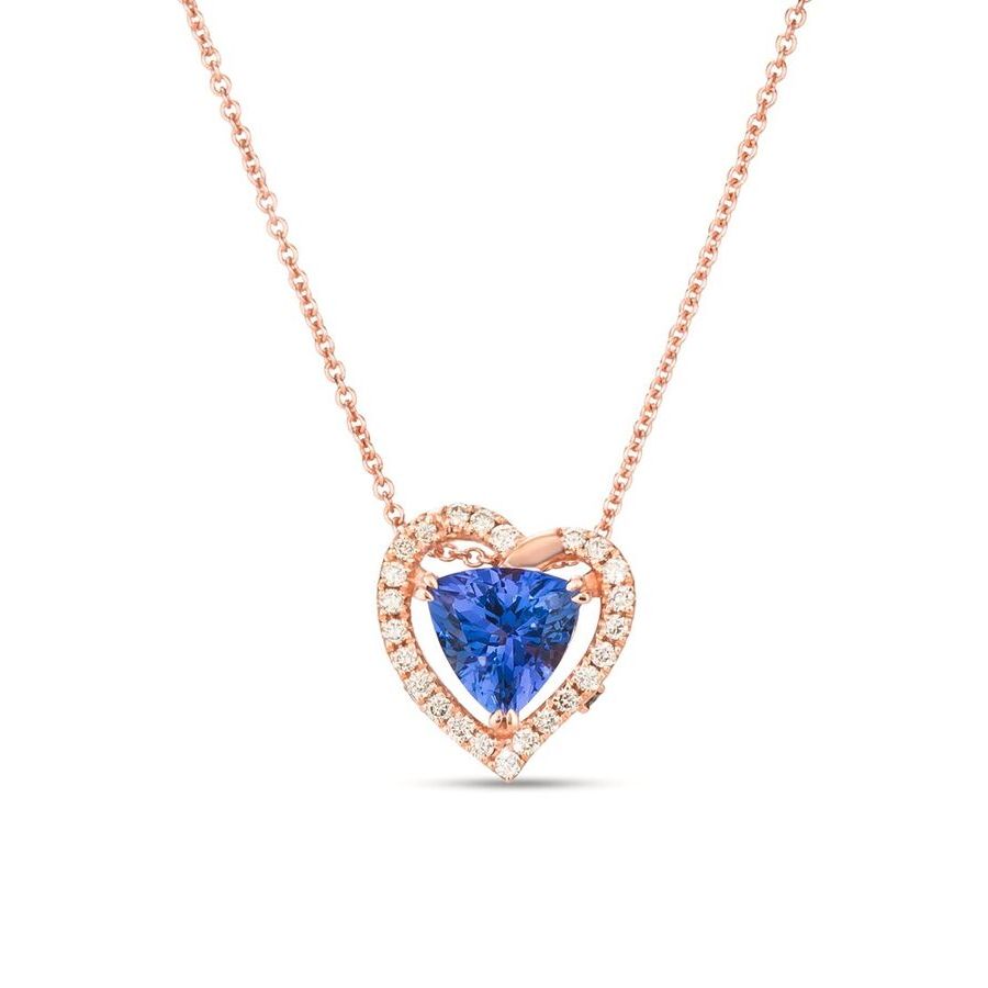 Le Vian Ladies Blueberry Tanzantine Heart Collection Necklaces set in 14K Strawberry Gold 1075$