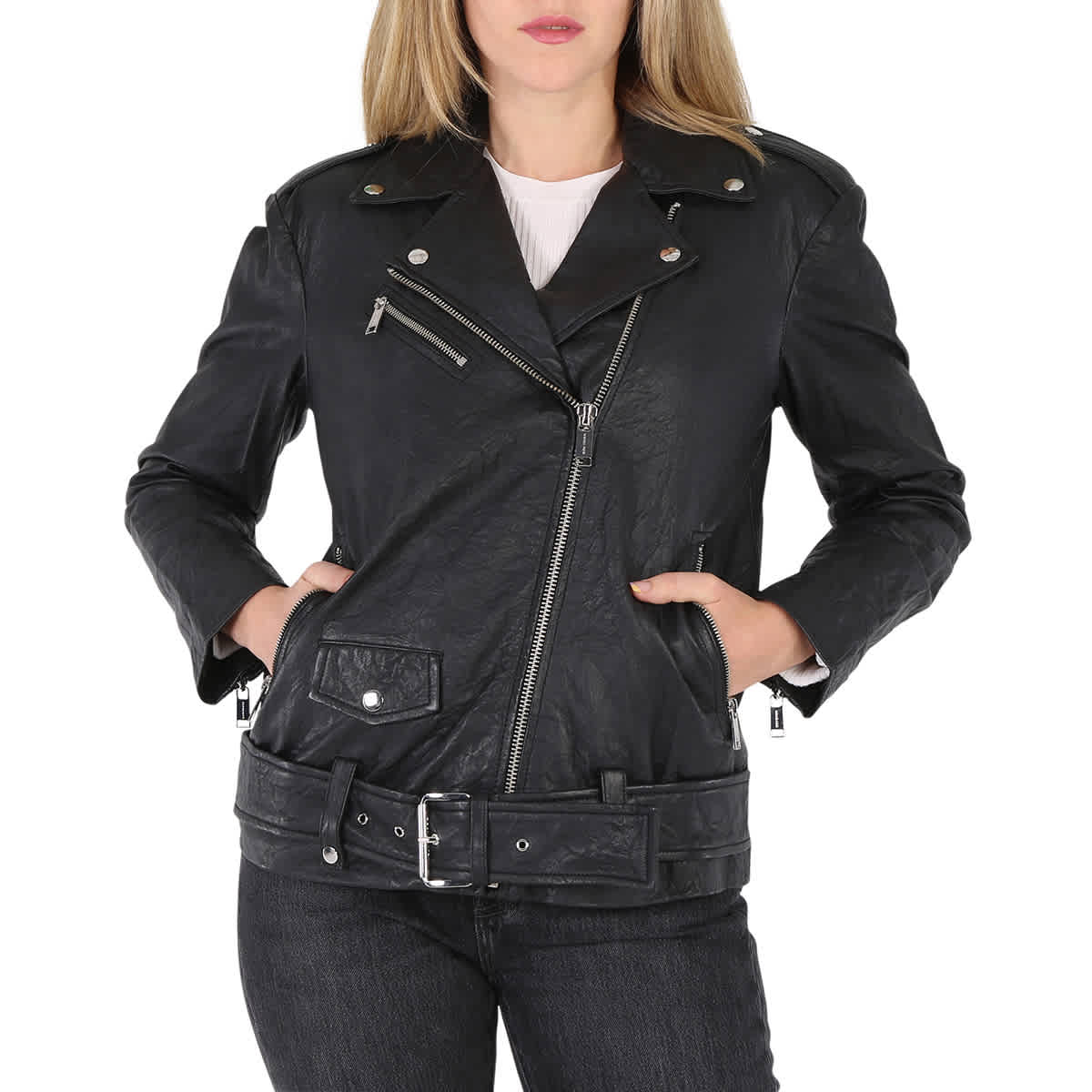 Michael michael kors deals leather moto jacket