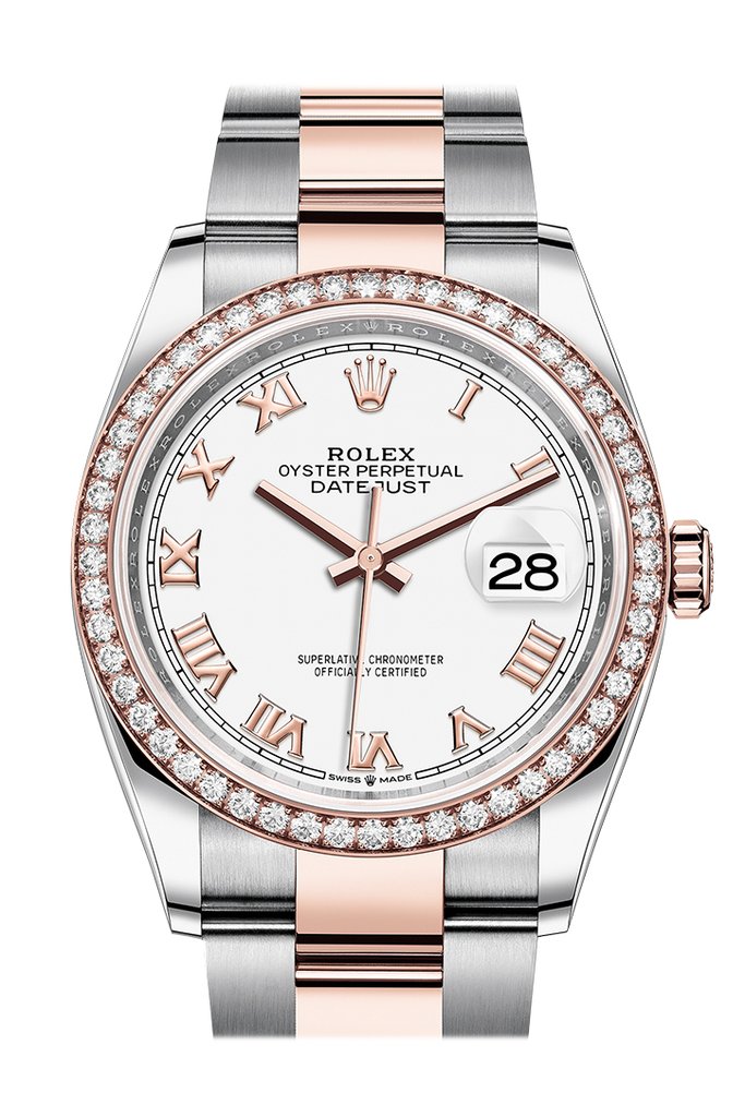 Rolex Datejust 36 White Dial Automatic Mens Steel and 18k Everose Gold Watch 126281WRO
