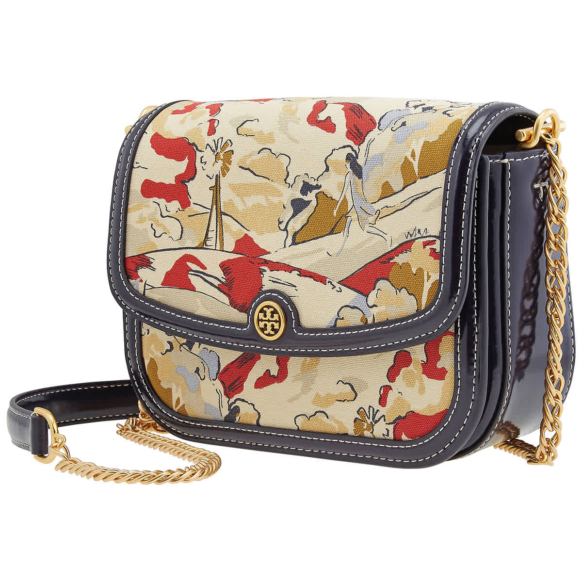 Tory Burch Robinson Printed Canvas Shoulder Bag In Beige,brown | ModeSens