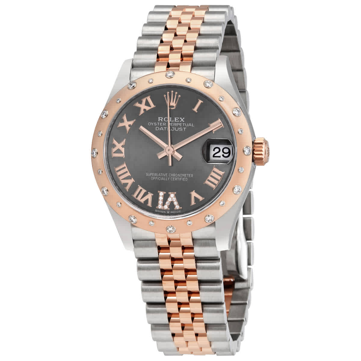 Rolex Datejust 31 Dark Rhodium Dial Ladies Steel and 18kt Everose Gold Jubilee Watch 278341DRRDJ