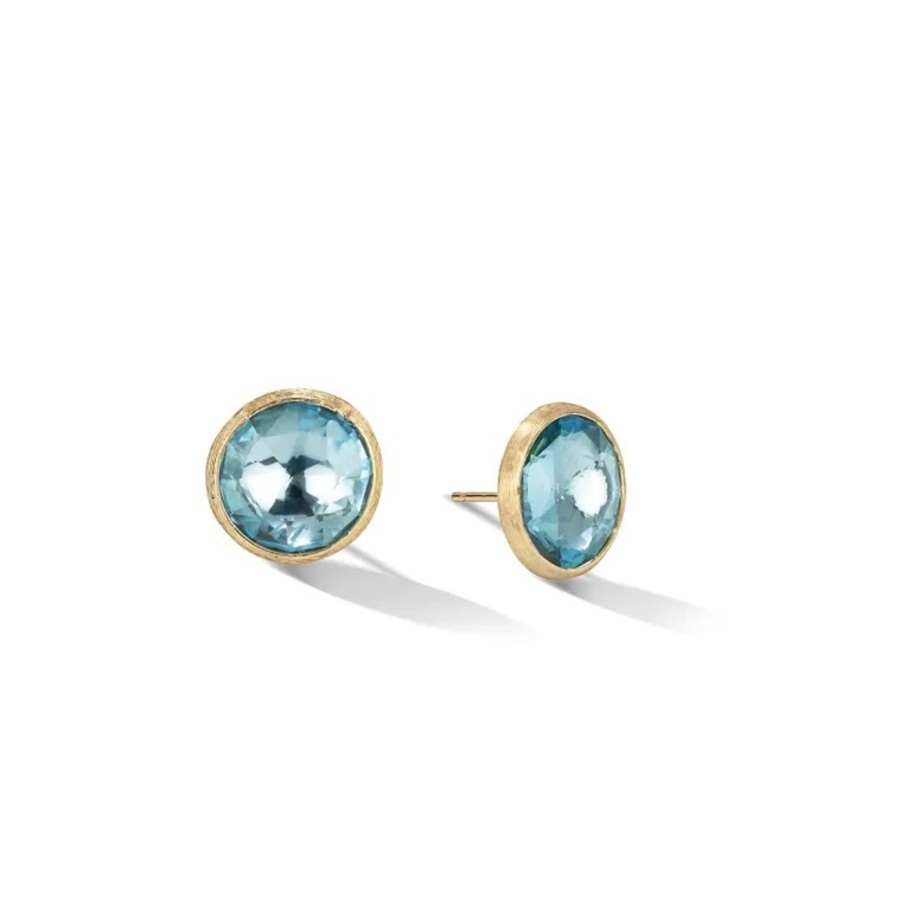 Marco Bicego Jaipur Color Collection 18K Yellow Gold Blue Topaz Large Stud Earrings 1620$