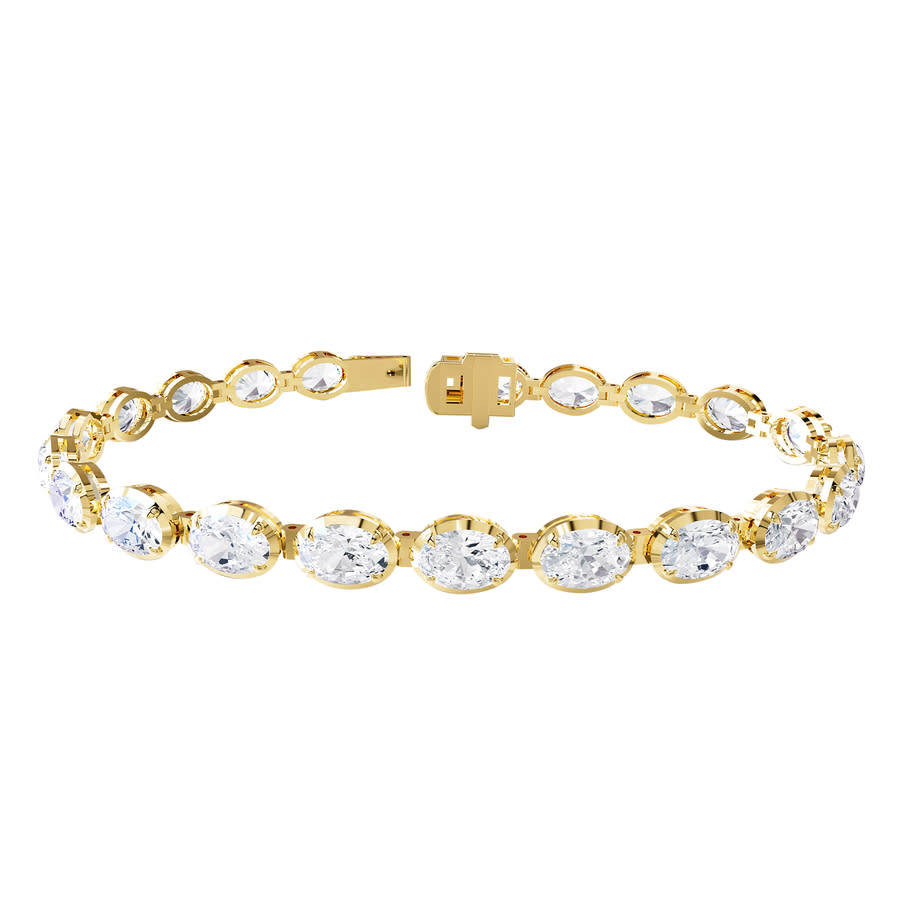 Diamond2Deal 18k Vermeil Plated Silver 11 Ct Oval Cut Lab Grown Diamond Tennis Bracelet 7 VVS-VS E-F 2400$