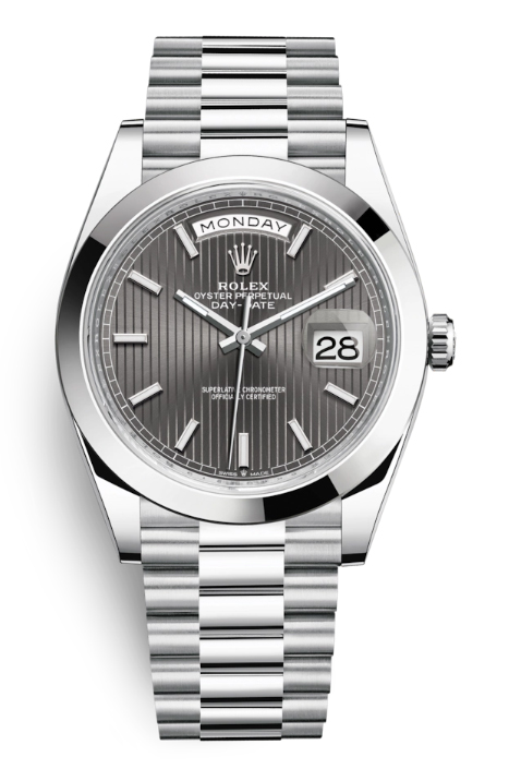 Rolex Day Date 40 Dark Rhodium Dial Automatic Mens Platinum President Watch 228206GNSRP
