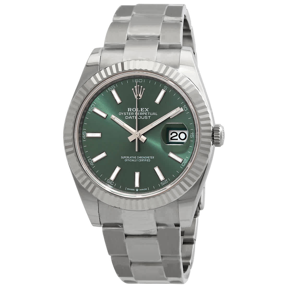 Rolex Datejust 41 Mint Green Dial Automatic Mens Steel and White Gold Oyster Watch M1263340027