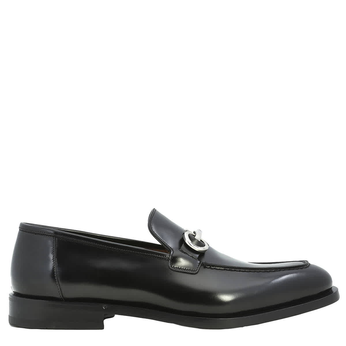 Pre-owned Ferragamo Salvatore  Men's Gancini Ornament Leather Loafers In Black