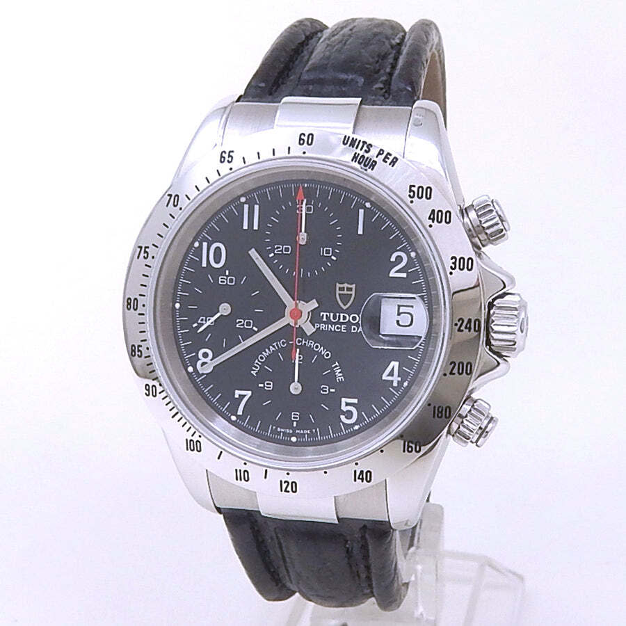Pre-owned Tudor Prince Date Chronograph Automatic Black Dial Mens Watch 79280P
