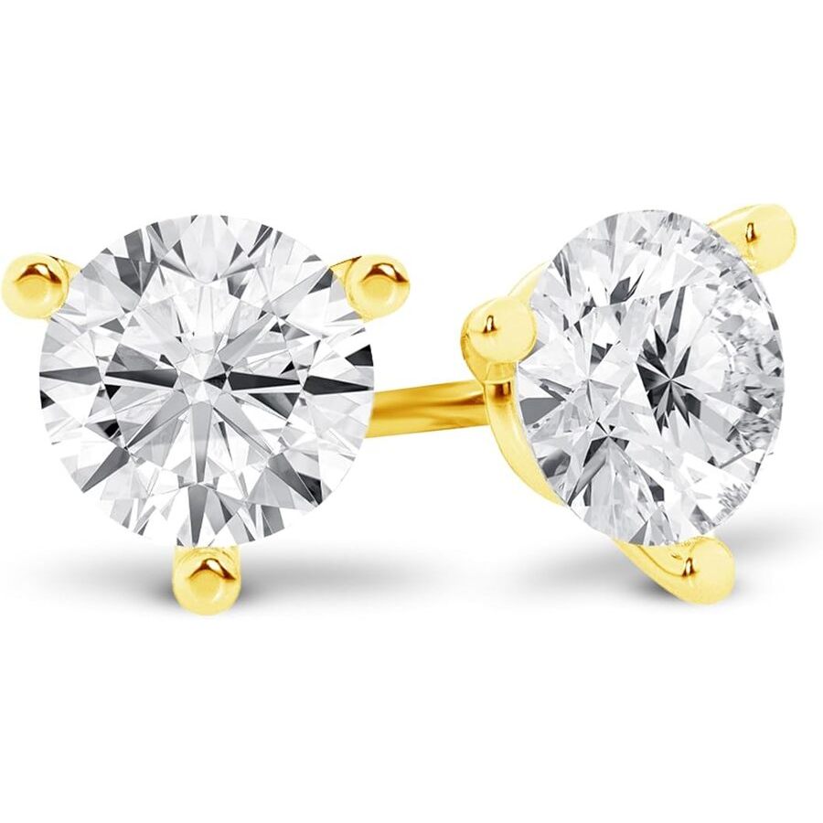 Brilliant Diamond 14K Yellow Gold IGI Certified 150 Carat Round Cut Lab Grown Diamond Stud Earrings VS Clarity E-F Color Screw Back 560$
