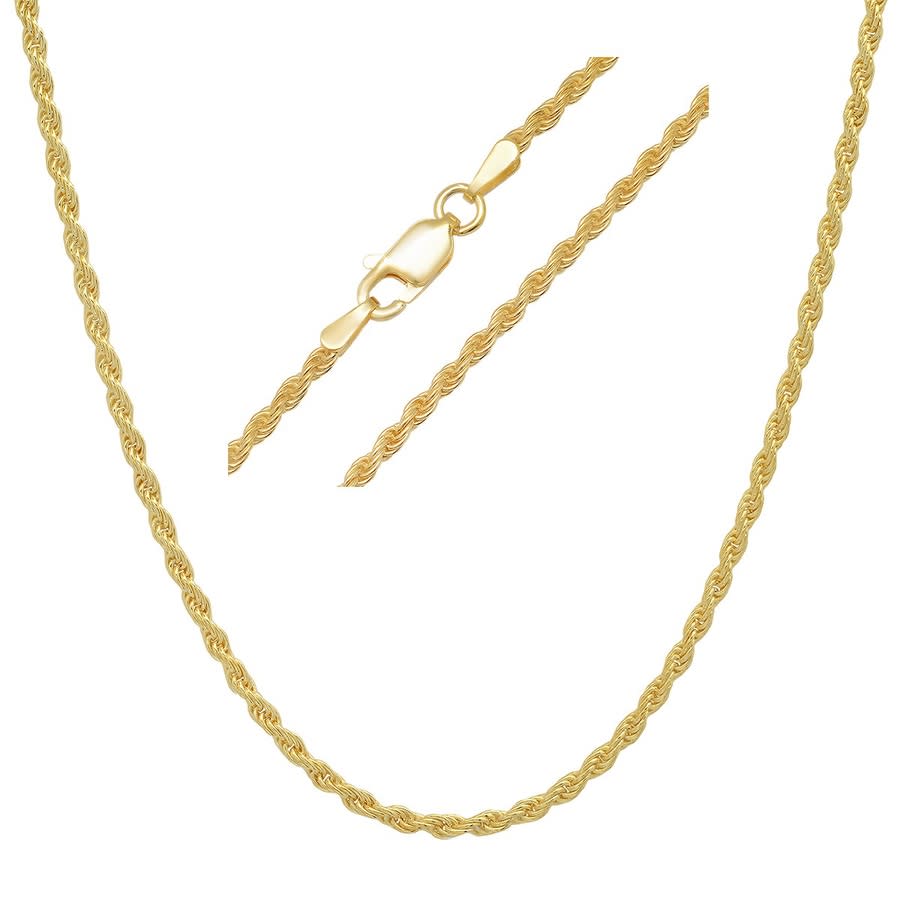 Kylie Harper Unisex Italian 14k Gold Over Silver Rope Chain - 18''-30''