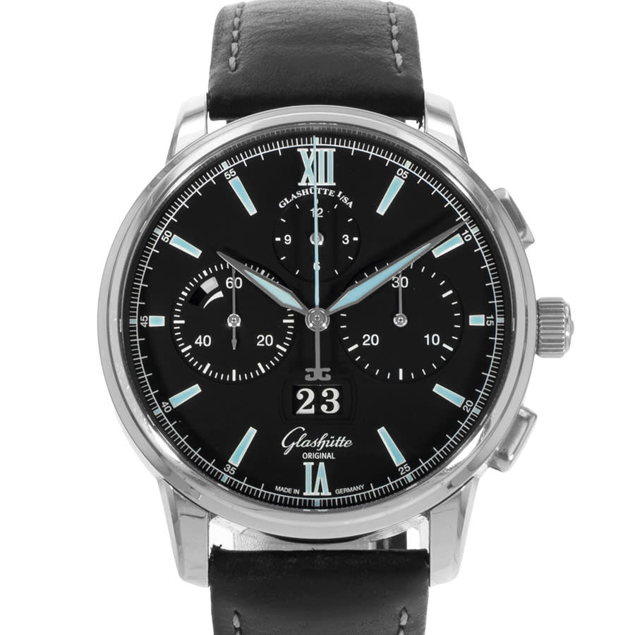 Pre-owned Glashutte Original Senator Chronograph Panorama Date Chronograph Black Dial Mens Watch 1-37-01-03-02-35 11364$