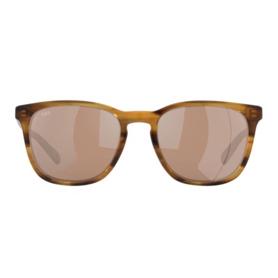 Costa Del Mar SULLIVAN Copper Silver Mirror Polarized Glass Square Unisex Sunglasses 6S2002 200218 53