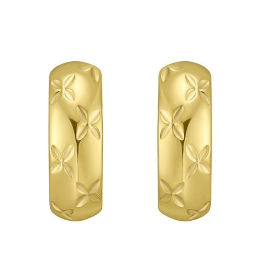 Tresorra 14K Yellow Gold Small Florentine Hoop Earrings