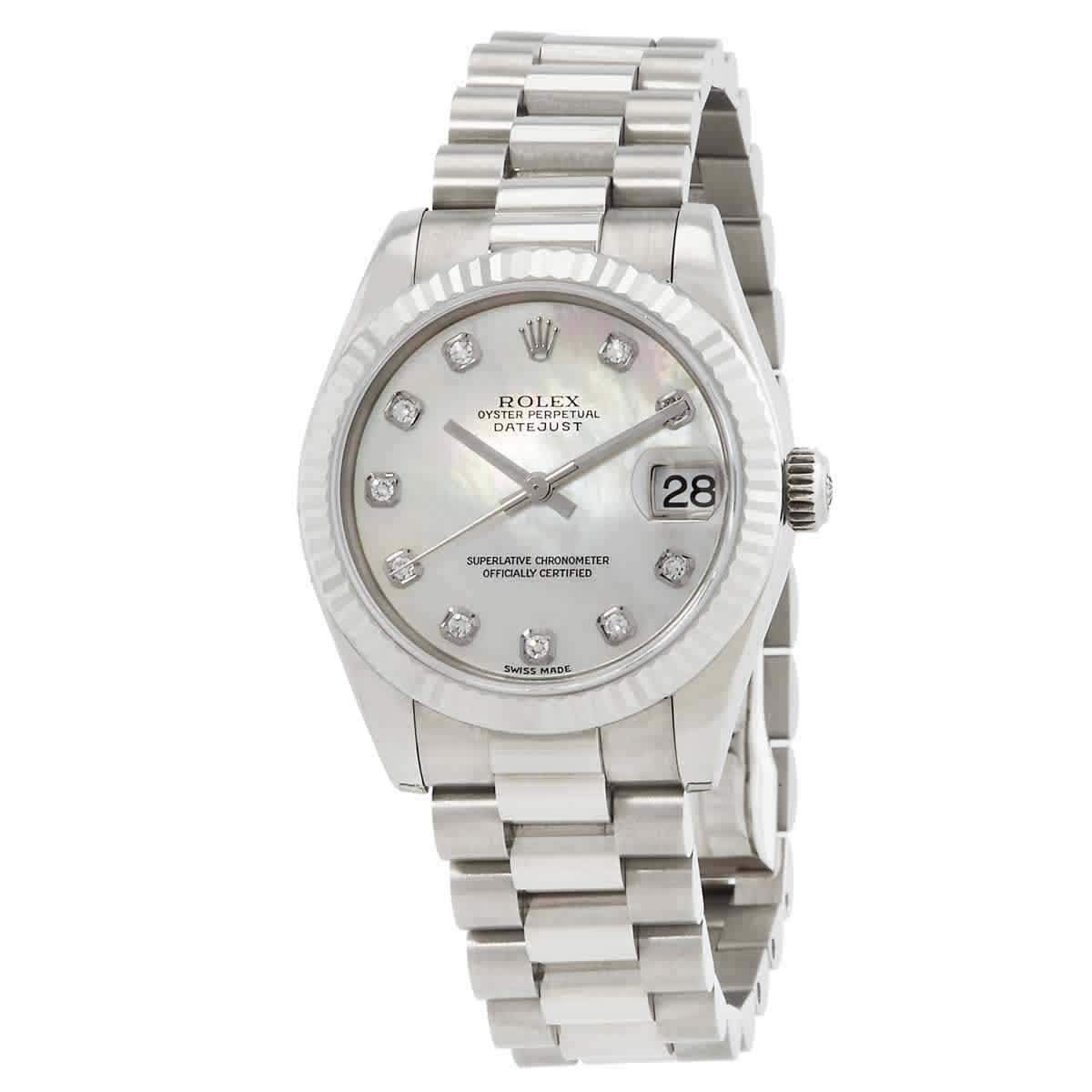 Rolex Datejust Automatic Diamond White Mother of Pearl Dial Ladies Watch 178279