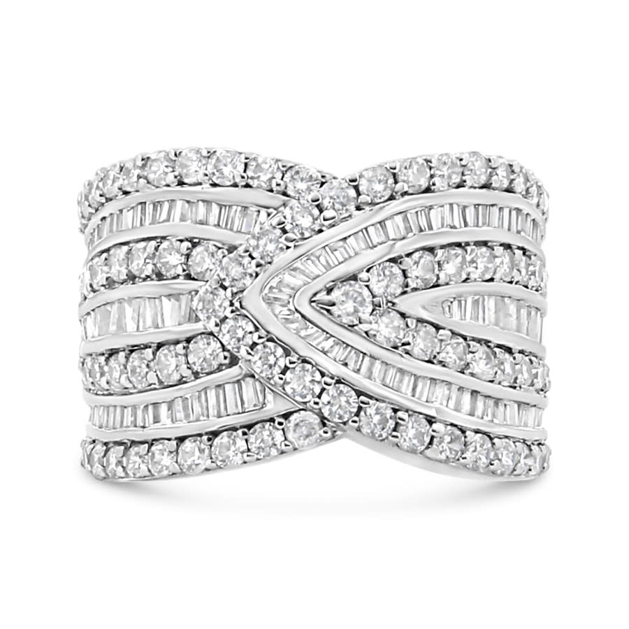 Haus of Brilliance 925 Sterling Silver 2 38 Cttw Diamond Multi Row Overlay Band Ring- Size 9 1850$