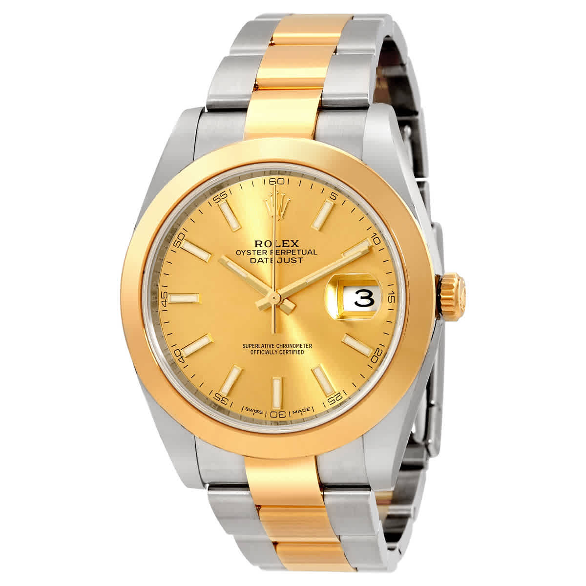 rolex datejust 41 champagne dial steel and 18k yellow gold oyster mens watch 126303cso